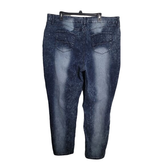 Womens Jeans Blue Dark Wash Distressed Straight Jeans Size 24 Revolution By Revo - Picture 2 of 11